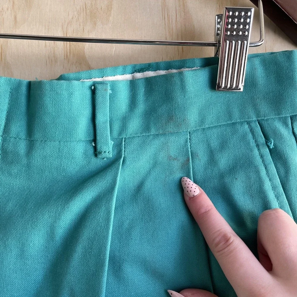 Vintage Knightsbridge Chino Mens 38 Teal Pleated Made In USA Casual‎ Shorts